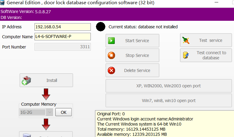 setup electric lock software database (jktech.co)