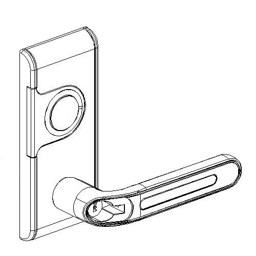hidden cylinder inside lever of LE2 single latch electronic lock with electronic deadbolt