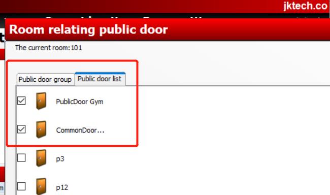 to select public doors you want to bind with the guest room