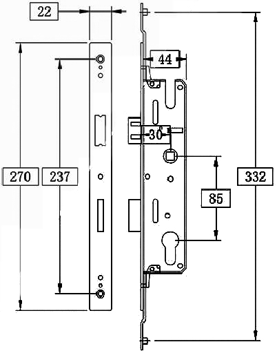 mortise3085-270 European multipoint for Side Hung Door
