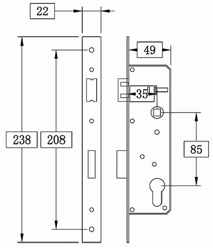 mortise3585-238 for Side Hung Door
