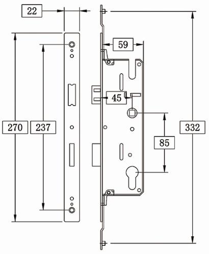 mortise4585-270 European multipoint for Side Hung Door